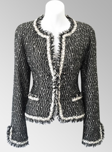 Chanel CHANEL Chidori Pattern Coco Button Tweed Jacket Beige X Black P –  NUIR VINTAGE