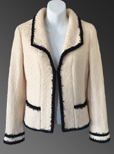 black and white chanel cardigan
