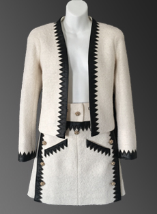 CHANEL Paris-Salzburg Metiers d'Art Ivory Black Jacket Skirt Suit
