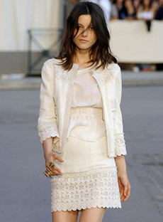 CHANEL, IVORY TWEED SKIRT SUIT